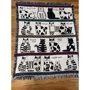 VTG Goodwin Weavers Kitty Kingdom Cat Throw Blanket Alley Tabby Tom 80s Retro